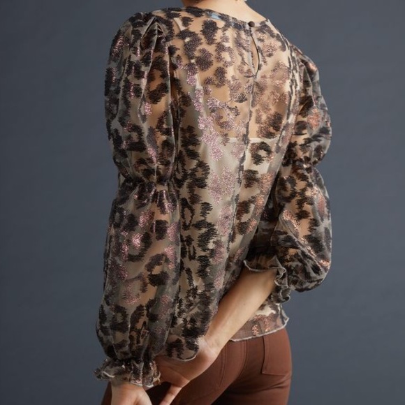 NWT Anthropologie Sheer Leopard Top - Picture 3 of 16